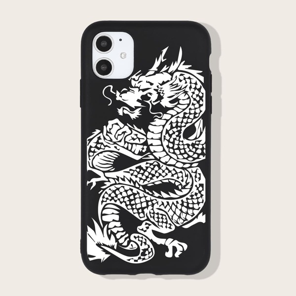 

Chinese Dragon Print Phone Case, Black