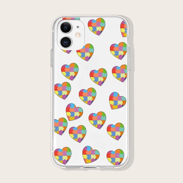 

Heart Pattern Phone Case, Clear