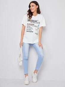 SHEIN 字母和圖形圖形T恤