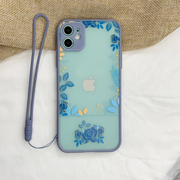 

Rose & Leaf Print Phone Case With Lanyard, Mauve purple