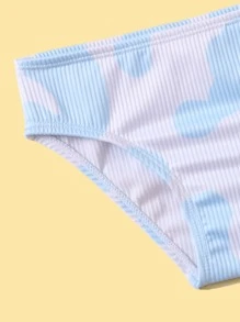 Ropa de playa de verano para bebé niña con estampado de vaca y costillas - Azul y blanco - Ver 4