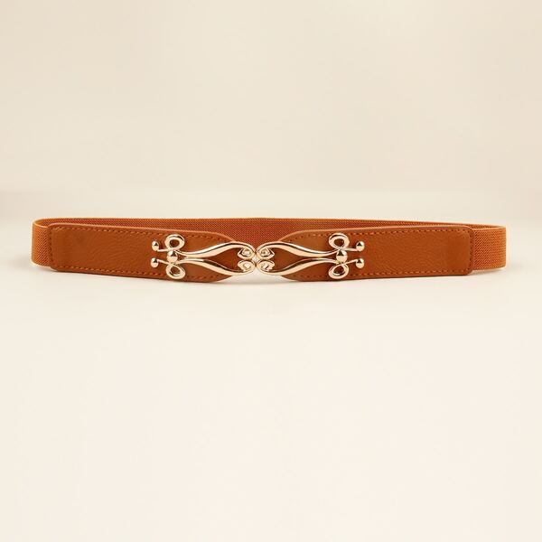 

Structured Metal Decor Corset Belt, Brown