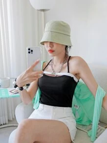 DAZY Débardeur avec empiècement contrasté croisé - Noir - Voir 5