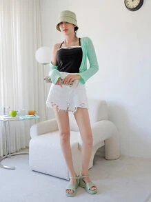 DAZY Débardeur avec empiècement contrasté croisé - Noir - Voir 6