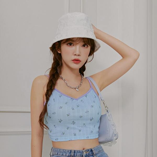 

Ditsy Floral Crop Cami Top, Baby blue