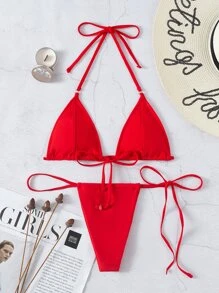 Bikini Tipo Tanga Con Micro Triángulo - Rojo - Ver 1