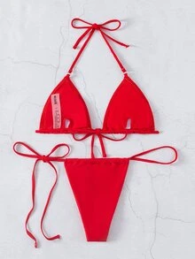 Bikini Tipo Tanga Con Micro Triángulo - Rojo - Ver 2