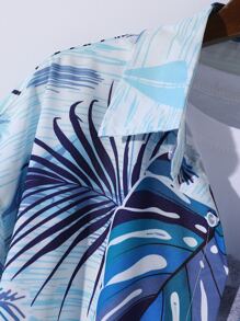 Manfinity RSRT 男士熱帶圖案前排扣不帶T恤襯衫 - 彩色 - 查看 3