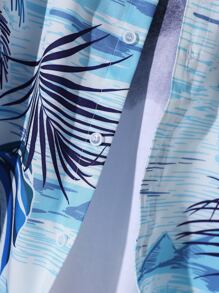 Manfinity RSRT 男士熱帶圖案前排扣不帶T恤襯衫 - 彩色 - 查看 5