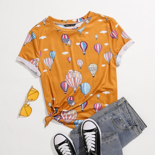 

Plus Hot Air Balloon Print Tee, Yellow