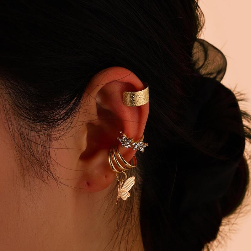 

3pcs Butterfly Ear Cuff, Gold