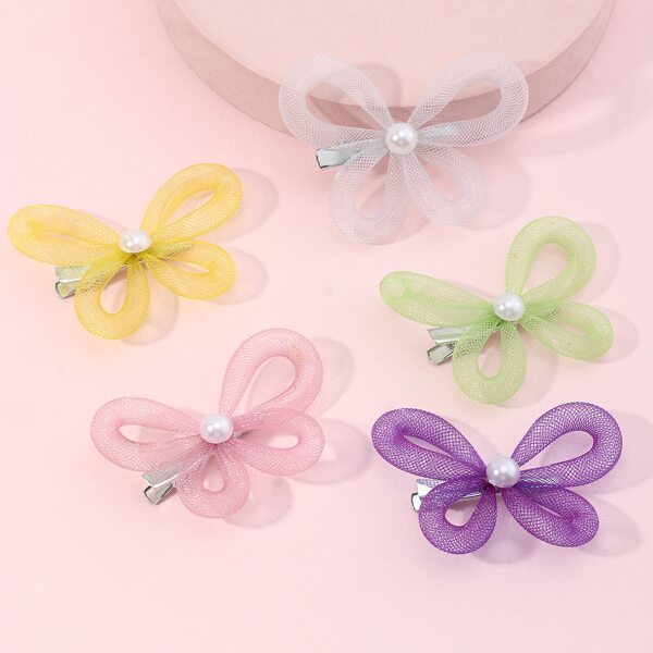 

5pcs Toddler Girls Butterfly Decor Hair Clip, Multicolor