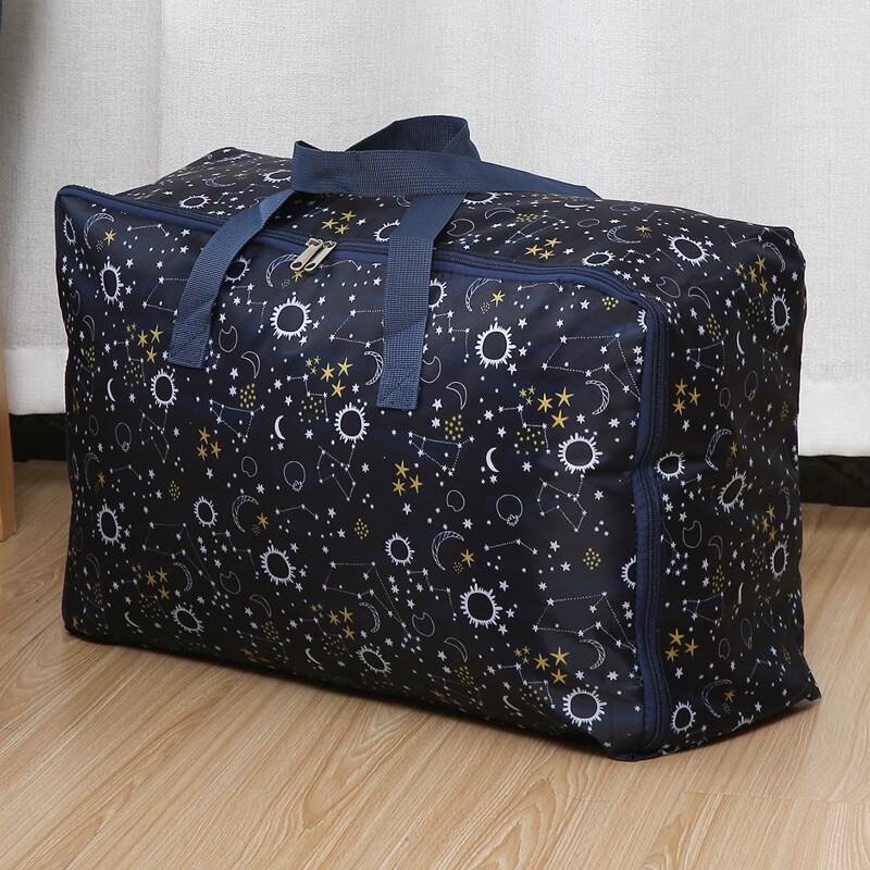 

1pc Moon & Star Print Clothes Storage Bag, Navy blue