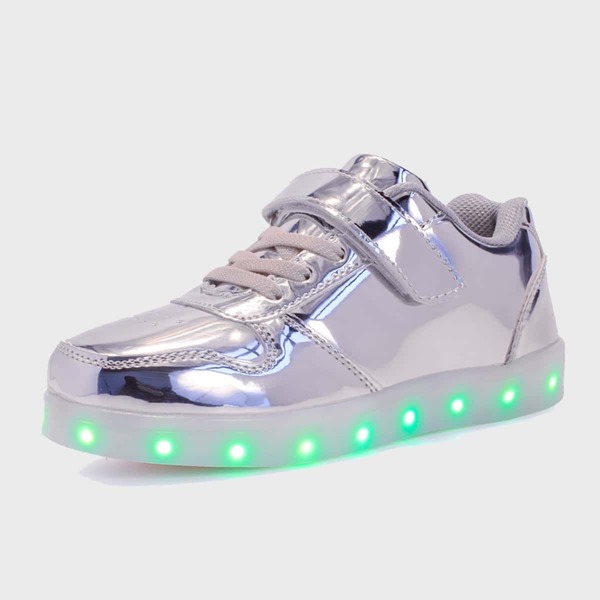 

Girls Metallic Velcro Strap Roller Sneakers, Silver