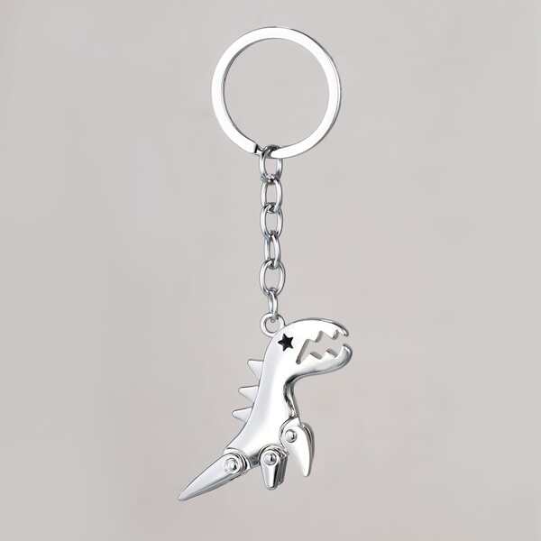 

Dinosaur Charm Keychain, Silver