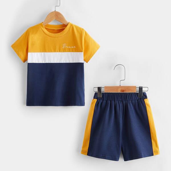 

Toddler Boys Colorblock Tee With Athletic Shorts, Multicolor
