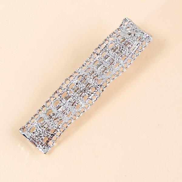 

Solid Cut Out Rectangle Hair Clip, Silver