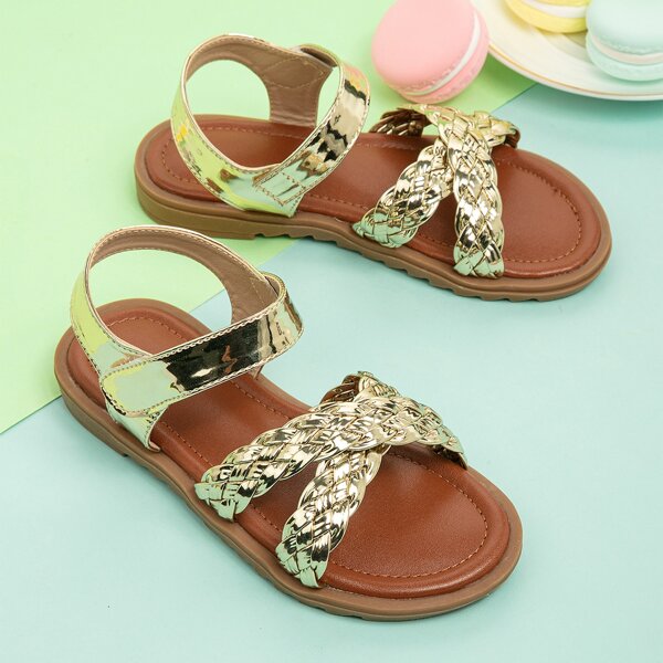 

Toddler Girls Metallic Braided Sandals, Gold