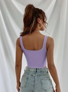 Aveloria 素色羅紋短版背心上衣 - 紫丁香色 - 查看 2