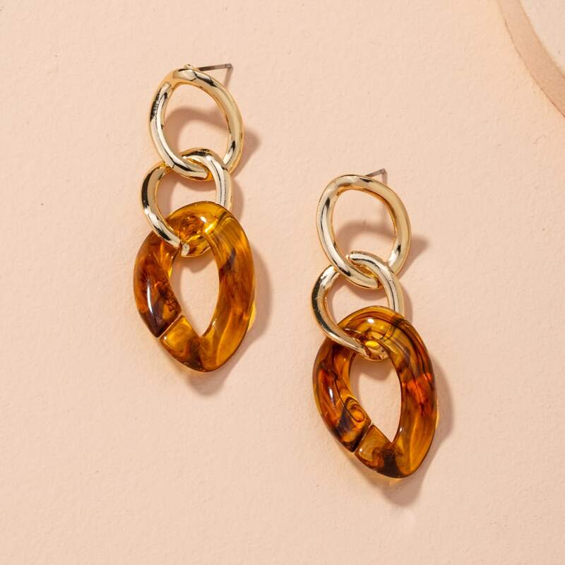 

Chain Design Drop Earrings, Multicolor