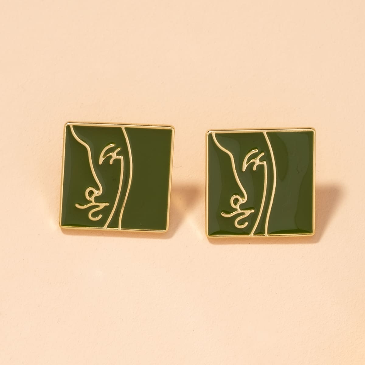 

Figure Stud Earrings, Green