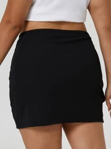 SHEIN Unity Plus Cut Out Side Mini Skirt - Black - View 2
