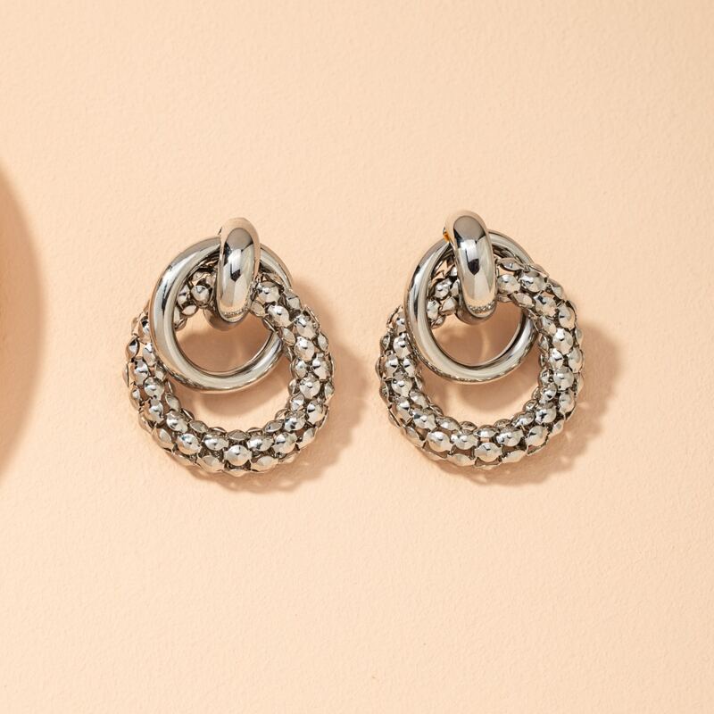 

Hollow Out Drop Earrings, Silver