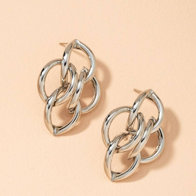 

Hollow Out Drop Earrings, Silver