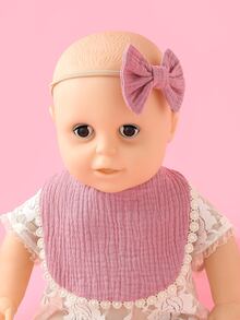 Baby Solid Bib & Bow Decor Hair Band - Dusty Pink - View 2