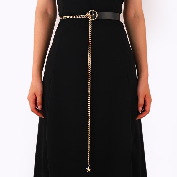 

Star Decor Chain Belt, Black