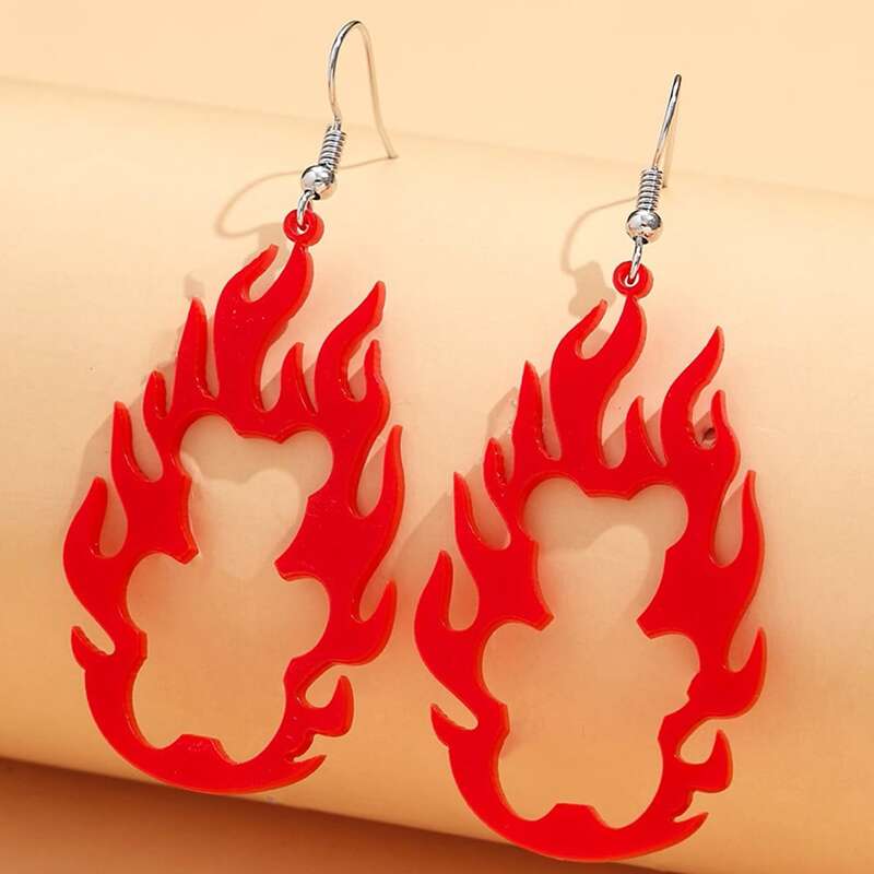 

Flame Drop Earrings, Red