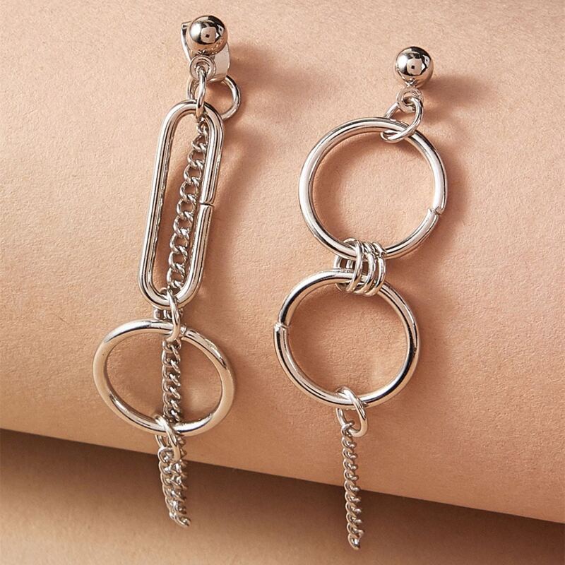 

Hollow Out Drop Earrings, Silver
