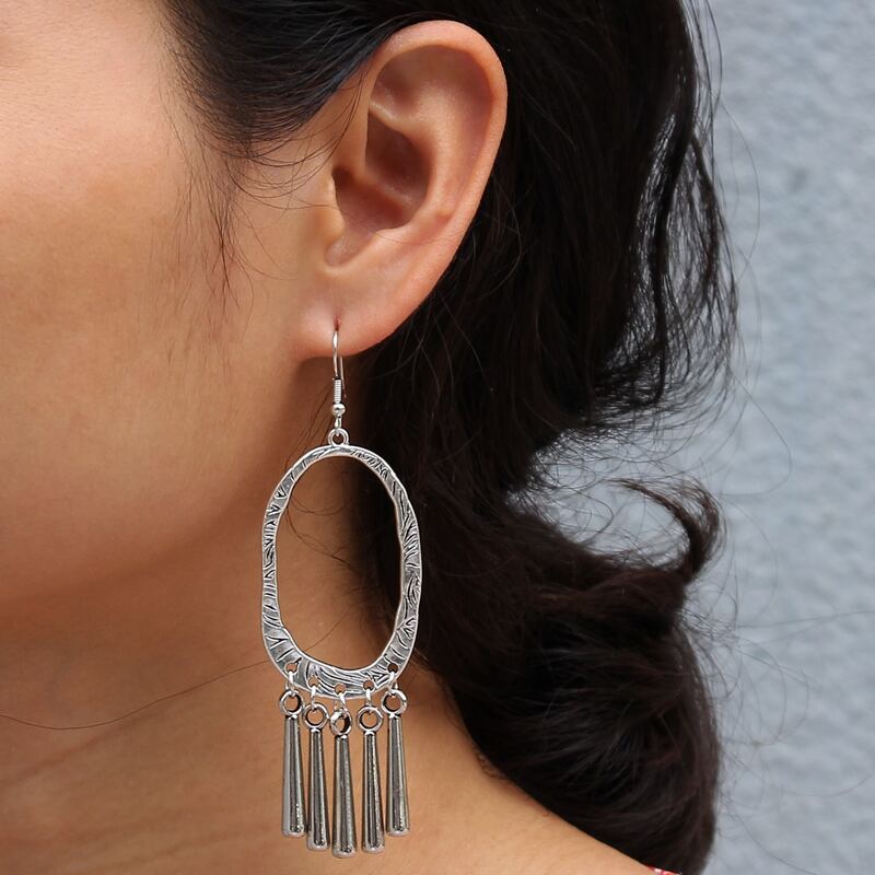 

Tassel Drop Earrings, Antique silver