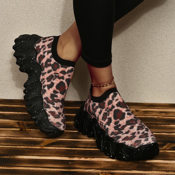 

Leopard Graphic Chunky Sneakers, Multicolor