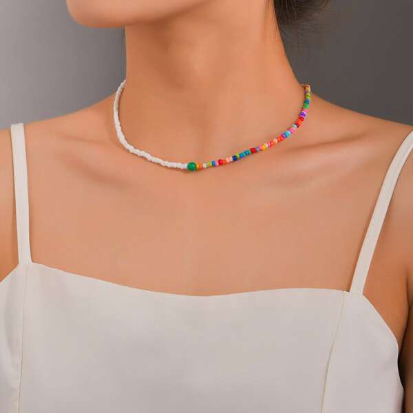 

Simple Beaded Necklace, Multicolor
