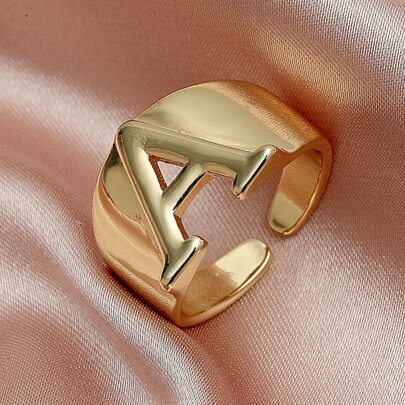 Letter Decor Cuff Ring