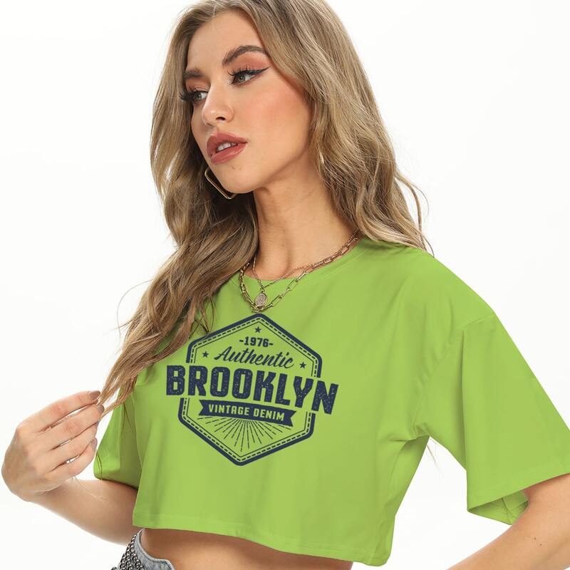 

Letter Graphic Drop Shoulder Crop Tee, Lime green