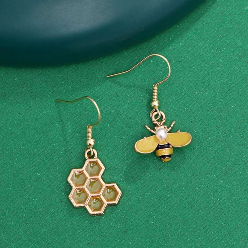 

Bee Drop Earrings, Gold
