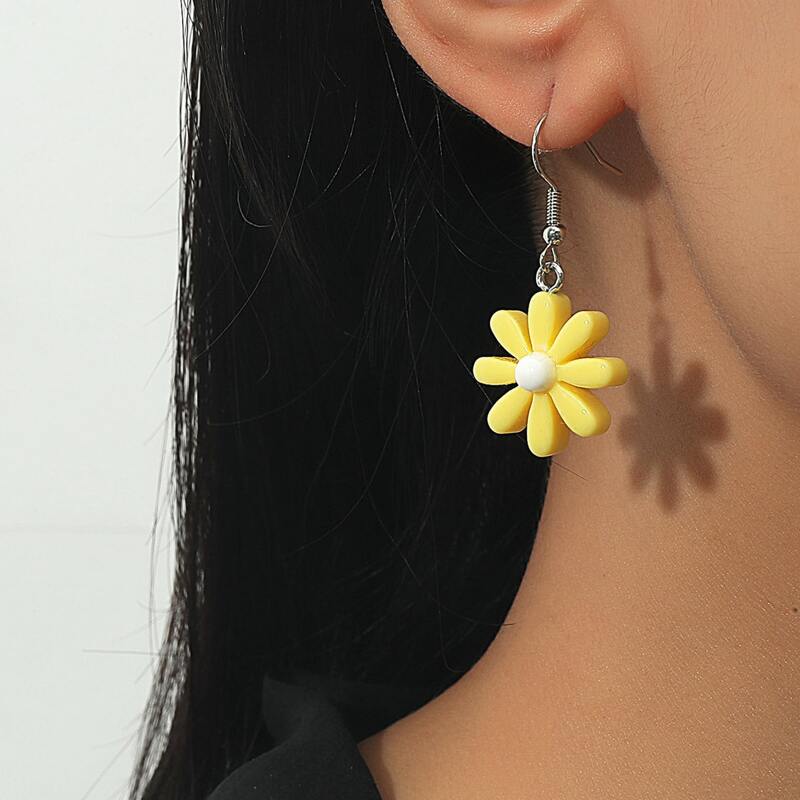 

Flower Drop Earrings, Yellow