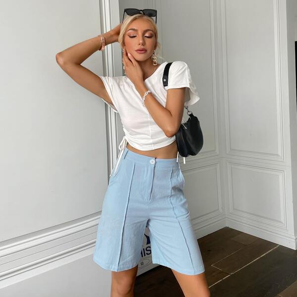 

Inverted Seam Bermuda Shorts, Baby blue
