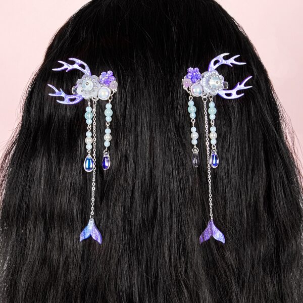 

2pcs Fish Tail Charm Hair Clip, Blue