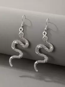imoli Snake Drop Earrings - Antique Silver - View 1