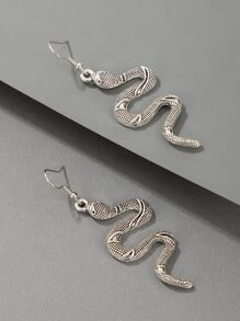 imoli Snake Drop Earrings - Antique Silver - View 2