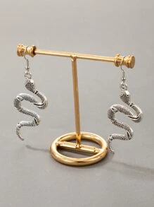 imoli Snake Drop Earrings - Antique Silver - View 3