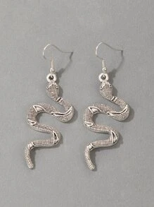 imoli Snake Drop Earrings - Antique Silver - View 4