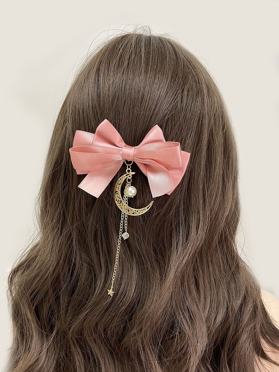 Kẹp tóc trang trí nơ - Hồng - Xem 1