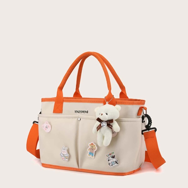 

Letter Graphic Tote Bag, Beige
