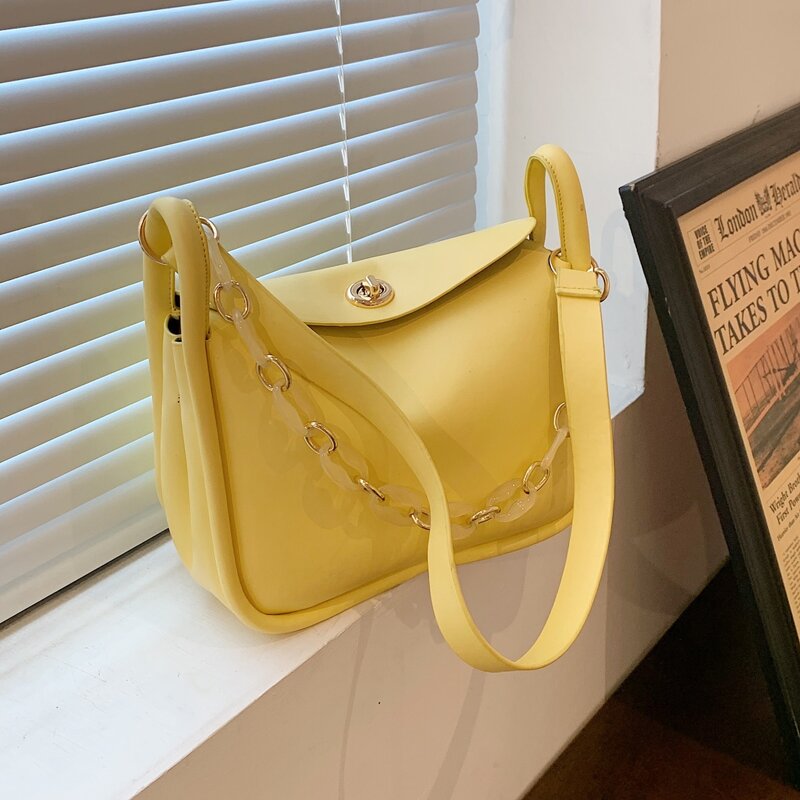 

Turn-lock Shoulder Bag, Yellow