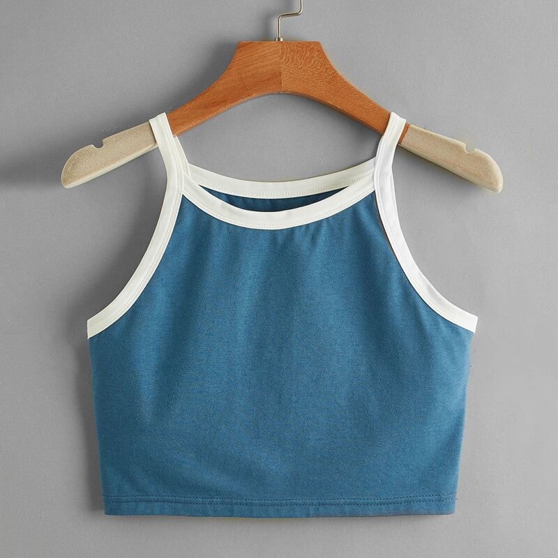 

Contrast Binding Crop Cami, Blue