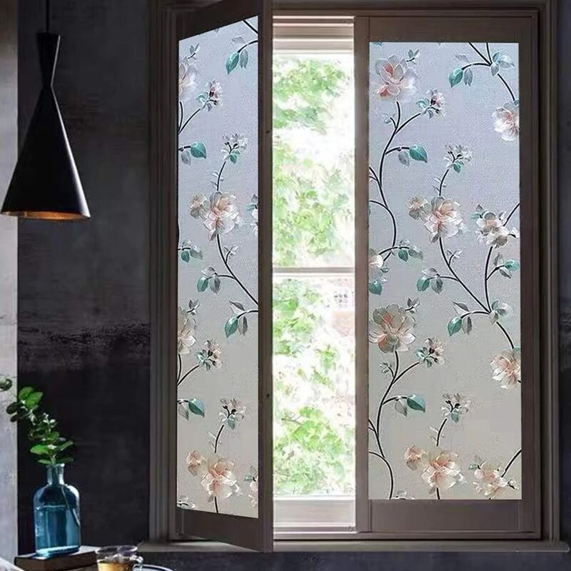 

1pc Floral Pattern Window Sticker, Khaki